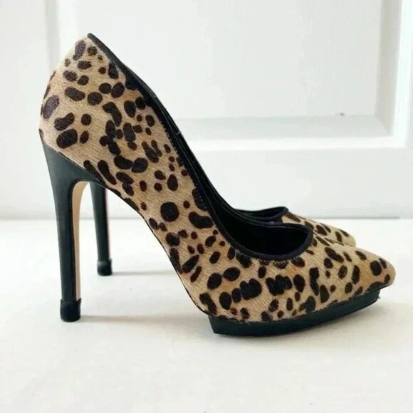Aldo Leopard Print High Heel Pumps Pointed Toe Platform Brown Tan Size 7.5 - Picture 2 of 16